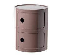 MGHRUE Table De Chevet avec Tiroirs Et Porte Coulissante - Table De Chevet Ronde avec Rangement pour Chambre, Salon Ou Salle De Bain - Table D'appoint Moderne avec Coffre en Plastique,café,2tier