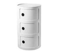 MGHRUE Table De Chevet avec Tiroirs Et Porte Coulissante - Table De Chevet Ronde avec Rangement pour Chambre, Salon Ou Salle De Bain - Table D'appoint Moderne avec Coffre en Plastique,Blanc,3tier