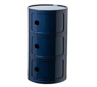 MGHRUE Table De Chevet avec Tiroirs Et Porte Coulissante - Table De Chevet Ronde avec Rangement pour Chambre, Salon Ou Salle De Bain - Table D'appoint Moderne avec Coffre en Plastique,Bleu,3tier