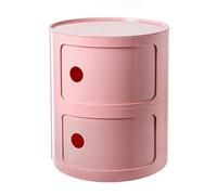 MGHRUE Table De Chevet avec Tiroirs Et Porte Coulissante - Table De Chevet Ronde avec Rangement pour Chambre, Salon Ou Salle De Bain - Table D'appoint Moderne avec Coffre en Plastique,Rose,2tier