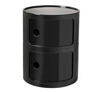 MGHRUE Table De Chevet avec Tiroirs Et Porte Coulissante - Table De Chevet Ronde avec Rangement pour Chambre, Salon Ou Salle De Bain - Table D'appoint Moderne avec Coffre en Plastique,Noir,2tier