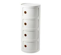 MGHRUE Table De Chevet avec Tiroirs Et Porte Coulissante - Table De Chevet Ronde avec Rangement pour Chambre, Salon Ou Salle De Bain - Table D'appoint Moderne avec Coffre en Plastique,Blanc,4tier