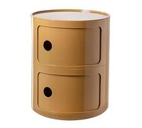 MGHRUE Table De Chevet avec Tiroirs Et Porte Coulissante - Table De Chevet Ronde avec Rangement pour Chambre, Salon Ou Salle De Bain - Table D'appoint Moderne avec Coffre en Plastique,Laiton,2tier