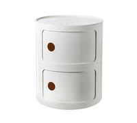 MGHRUE Table De Chevet avec Tiroirs Et Porte Coulissante - Table De Chevet Ronde avec Rangement pour Chambre, Salon Ou Salle De Bain - Table D'appoint Moderne avec Coffre en Plastique,Blanc,2tier