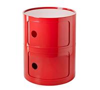 MGHRUE Table De Chevet avec Tiroirs Et Porte Coulissante - Table De Chevet Ronde avec Rangement pour Chambre, Salon Ou Salle De Bain - Table D'appoint Moderne avec Coffre en Plastique,Rouge,2tier