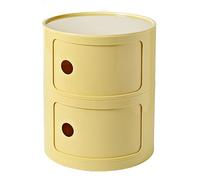 MGHRUE Table De Chevet avec Tiroirs Et Porte Coulissante - Table De Chevet Ronde avec Rangement pour Chambre, Salon Ou Salle De Bain - Table D'appoint Moderne avec Coffre en Plastique,Jaune,2tier