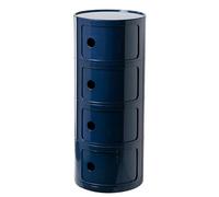 MGHRUE Table De Chevet avec Tiroirs Et Porte Coulissante - Table De Chevet Ronde avec Rangement pour Chambre, Salon Ou Salle De Bain - Table D'appoint Moderne avec Coffre en Plastique,Bleu,4tier