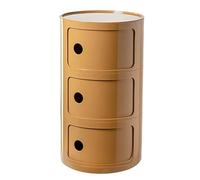 MGHRUE Table De Chevet avec Tiroirs Et Porte Coulissante - Table De Chevet Ronde avec Rangement pour Chambre, Salon Ou Salle De Bain - Table D'appoint Moderne avec Coffre en Plastique,Laiton,3tier