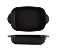 MGHRUEWH Plat De Cuisson en Céramique À Double Poignée, Série Bake, Moules De Cuisson Rectangulaires Polyvalents pour La Cuisson, Les Lasagnes Et Les Plats Mijotés,Noir