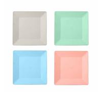 Mgiahekc Ensembles De Vaisselle Pour 4, Améliorez Votre Expérience Culinaire Avec Notre Assiette Carrée De 26 Cm Allant Au Micro-Ondes Dans Un Style Minimaliste,4pcs