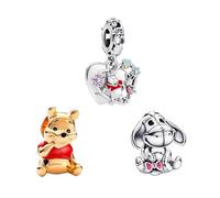 MGIUL Movie Bear Pig Donkey Friends Heart Charm PendantPour Bracelets Colliers Pendentifs en Argent 925 Perles Bijoux Cadeau Pour Femmes