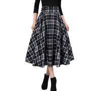 MGizo DtiSpectrum Jupes Plissées à Carreaux pour Femmes - Jupe Plissée Évasée à Taille Haute et Élastique à Boutons sur Le Devant Vintage en Tartan Mi-Longue