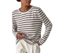 MGizo DtiSpectrum Pull Rayé Décontracté Classique Ample pour Femme avec Col Rond, Manches Longues, Pull Léger, T-Shirt Marin Tricoté Breton