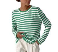 MGizo DtiSpectrum Pull Rayé Décontracté Classique Ample pour Femme avec Col Rond, Manches Longues, Pull Léger, T-Shirt Marin Tricoté Breton