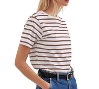 MGizo DtiSpectrum T-Shirt Ample Classique en Coton Rayé À Manches Courtes pour Femme avec Encolure Ronde Confortable, Hauts Décontractés pour Dames