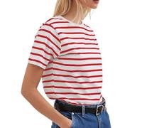 MGizo DtiSpectrum T-Shirt Ample Classique en Coton Rayé À Manches Courtes pour Femme avec Encolure Ronde Confortable, Hauts Décontractés pour Dames