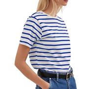 MGizo DtiSpectrum T-Shirt Ample Classique en Coton Rayé À Manches Courtes pour Femme avec Encolure Ronde Confortable, Hauts Décontractés pour Dames