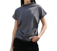 MGizo DtiSpectrum T-Shirt en Coton à Manches Courtes pour Femme - Haut D'été Décontracté et Extensible avec Col Montant et Coupe Décontractée, T-Shirt Basique Uni à Col Roulé