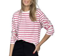 MGizo DtiSpectrum T-Shirt Rayé à Manches Longues pour Femme - Classique Ample et Extensible avec Col Ras du Cou, Basique en Coton