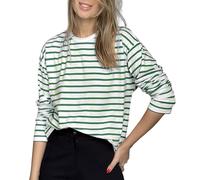 MGizo DtiSpectrum T-Shirt Rayé à Manches Longues pour Femme - Classique Ample et Extensible avec Col Ras du Cou, Basique en Coton