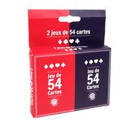 MGM GAMES - 2 Jeux de 54 Cartes - Rouge et Bleu - 144634LINA - Jeu De Cartes - Carton - 2 à 6 Joueurs - Cartes à Jouer - Jeux de Société - Jeux de Voyage - Belote - Poker - Rami - 8,5 cm x 5,5 cm