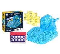 MGM GAMES - Jeu de Loto Bingo - Bleu - 140807 - Jeu De Société - Plastique - Famille - Tirage au Sort - Jeu de Loterie - Tirage - Boulier - Cartons - Numeros - Loto - 25,5 cm x 24,5 cm