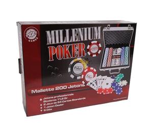 MGM GAMES - Mallette de 200 Jetons De Poker - Multicolore - 140200 - Jeu De Cartes - Métal - 2 à 6 Joueurs - Cartes à Jouer - Jeux de Société - 11,5Gr - 30 cm x 21 cm