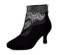 MGM-Joymod Bottes de cheville à fermeture éclair pour femmes - Salsa, Tango, Latin moderne - Pour danse, soirée de bal de promo, mariage, Talon noir de 7 cm., 39 EU
