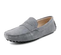 MGM-Joymod Chaussures bateau pour homme Mocassins en daim à enfiler Mocassins Penny Mocassins de conduite, gris, 46 EU