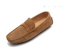 MGM-Joymod Chaussures bateau pour homme Mocassins en daim à enfiler Mocassins Penny Mocassins de conduite, bronzage clair, 45 1/3 EU