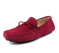 MGM-Joymod Chaussures de conduite pour homme en daim à lacets confortables Mocassins Penny Loafers Chaussures bateau à enfiler, rouge vin, 43 1/3 EU
