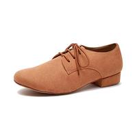 MGM-Joymod Chaussures de Danse Classique à Lacets pour Homme Tango Social Salsa Chacha Jazz Rumba Samba Salle de Bal Latine Moderne,S1 Marron Talon 2.5cm, 38.5 EU