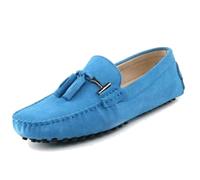 MGM-Joymod Mocassins de conduite pour homme en daim avec glands à la mode, chaussures de marche, mocassins à enfiler, à bouts ronds, plates, bleu ciel, 39 2/3 EU