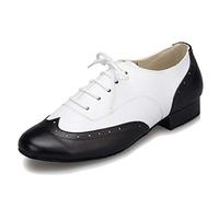 MGM-Joymod Uomo Vintage Classico Lace-up Glitter Tango Salsa Matrimonio Salsa Da Ballo Latino Moderno Scarpe Da Ballo,Noir Blanc Talon 2.5cm, 48 EU