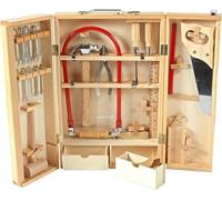 PLANÈTE Bois - Armoire à Outils en Bois avec De Vrais Outils - FSC - 098927-25 Pièces - Beige - Bois - Jeu pour Enfant - Montessori - Motricité - Bricolage - 26 cm x 40 cm - À Partir de 8 Ans