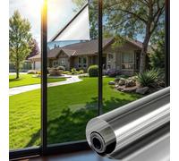 Mgood Film Fenêtre Anti-Regard 90x200cm, Film Miroir Anti-Chaleur et Anti-UV, Films sans Tain Électrostatique pour la Protection de la Vie Privée, Films Occultant pour Fenêtres de Maison, Argent