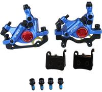 Mgoodoo 1 Paire Étriers de Frein Bleu Semi-Hydraulique, HB-100 Étriers Avant et Arrière avec Disque de 160mm, Frein à Disque Hydraulique Ligne Tirant pour VTT Vélos de Route Scooters