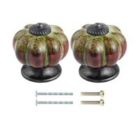 Mgoodoo 2PCS Boutons de Meuble, Boutons de Tiroir en Céramique, Bouton de Porte 3,8 x 4,0 cm en Forme de Citrouille avec Imprimé Léopard Vert avec Vis pour Armoire Buffet Commode Bibliothèque