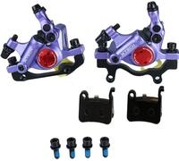 Mgoodoo 2PCS Étriers de Frein à Disque 160mm Semi-Hydraulique Avant et Arrière 1 Paire d'Étriers de Frein Hybirde Tirage par Câble pour VTT Vélos Pliants et Électriques - Violet