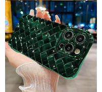 MGQILING Coque texturée à tissage robuste pour iPhone 12 Pro 6,1" - Design tissé 3D, coque de protection antichoc avec grille galvanisée métallisée, vert