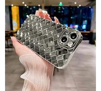 MGQILING Coque texturée à tissage robuste pour iPhone 13 6,1" - Design tissé 3D, coque de protection antichoc avec grille galvanisée métallisée, argenté