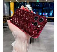 MGQILING Coque texturée à tissage robuste pour iPhone 14 Pro 6,1" - Design tissé 3D, coque de protection antichoc avec grille galvanisée métallisée, rouge