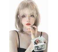 MGRANDE Perruque Ligne Premium 【Active Top Stylist Product】 Lot de 6 pièces avec couleur intérieure. Perruque pour femme, demi-longue, petit effet visage (couche dorée beige DY39B)