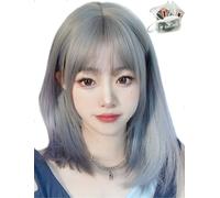MGRANDE Perruque Premium Line 【 Active Top Stylist Produit】 Lot de 6 pièces avec ligne de couleur intérieure pour femme, perruque originale semi-longue, effet petit visage (bleu grageSt DY30A)