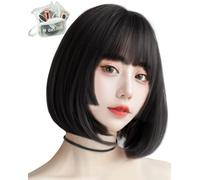 MGRANDE Perruque Premium Line 【 Active Top Stylist Produit】 Lot de 6 pièces avec ligne de couleur intérieure pour femme - Perruque semi-longue avec petit effet visage (Hime Bob Black DY02B)