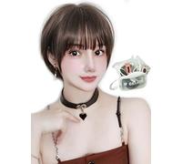 MGRANDE Perruque Premium Line 【 Active Top Stylist Produit】 Lot de 6 pièces avec ligne de couleur intérieure pour femme, perruque originale semi-longue avec petit effet visage (marron moka DY08C)
