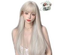 MGRANDE Perruque Premium Line 【 Active Top Stylist Produit】 Lot de 6 pièces de ligne de couleur intérieure pour femme, perruque originale semi-longue avec petit effet de visage (blanc beigeLSt DY24A)