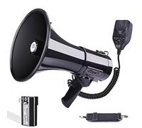 MGROLX Mégaphone BullhornHautparleur professionnel avec microphone amovible, batterie rechargeable, sirène portable et enregistrement 260 s, entrée USBSDAUX pour police, pompom girl, événements