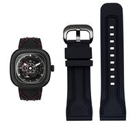 MGTCAR Bracelet de montre en caoutchouc pour homme Friday étanche à la sueur Chaîne de montre diesel 28 mm Noir Orange Accessoires de montre, 28mm, Agate