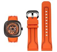 MGTCAR Bracelet de montre en caoutchouc pour homme Friday étanche à la sueur Chaîne de montre diesel 28 mm Noir Orange Accessoires de montre, 28mm, Agate